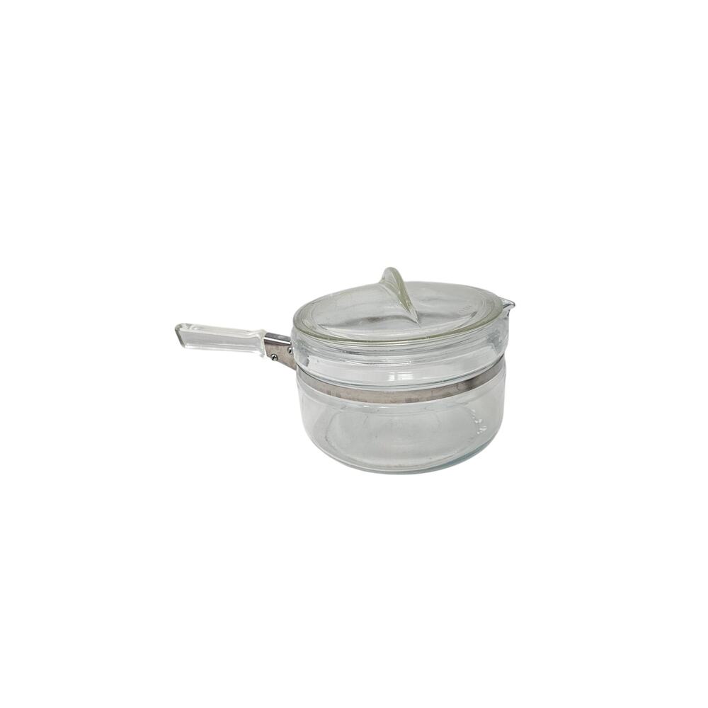 Vintage Mid Century Pyrex Flame Ware Sauce Pot Pan Glass US Made 1.5 qt Clear - Picture 4 of 5